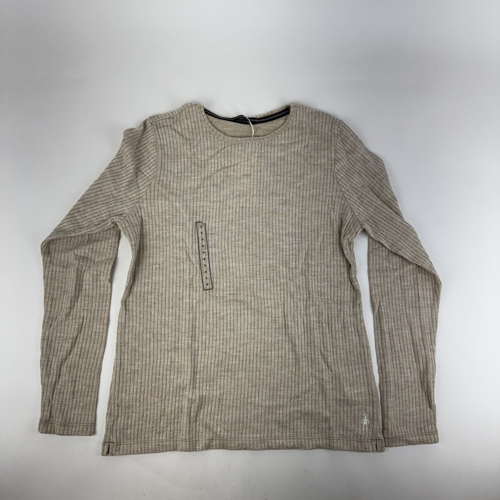 New Womens Smartwool Thermal Merino Wool  Rib Beige Crew Neck Size Small NWT